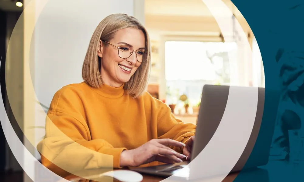 woman using computer