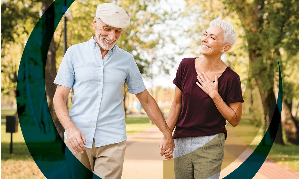 senior couple walking
